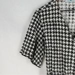 Passion Lilie Houndstooth Cotton Black White Ruffle Hem‎ Mini Wrap Dress Size XL Photo 3