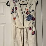 Free People  $248 Bo Embroidery Bohemian Floral Mexican White Midi Dress Festival Photo 5