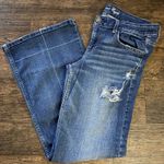 American Eagle AE Hipster Flare Jeans Distressed Blue Stretch Women's Size 12 Photo 2
