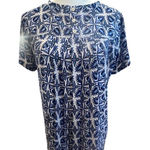 Ann Taylor  LOFT SHORT SLEEVE LIGHTWEIGHT BLUE AND WHITE TOP WOMENS SIZE SMALL Photo 0