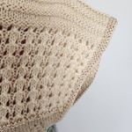 None Open Knit Sleeveless Sweater Crop Top Teal Cream Beige Short Sleeve Top Photo 9