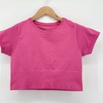 OFFLINE by Aerie Seamless Cropped Top Hot Pink‎ Ribbed Trim Activewear Medium Pink Photo 0
