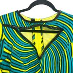 Asymmetrical African Print Yellow & Blue Long Sleeve Dress with Front Cutout Size M Photo 1