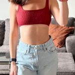 Aerie Red Scoop Neck Swim Top Photo 1