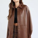 Aritzia Babaton  Brown Leather Jacket Photo 2