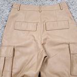 7 For All Mankind Faux Vegan Leather High Rise Straight Cargo Pants Tan Small Photo 3
