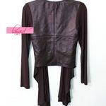 Nordstrom Sky Carradine Jacket Espresso Genuine Leather Brown Cropped Back Cardigan Wrap Photo 5