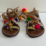 Sam Edelman Lisabeth Women’s Beaded Pom Pom Gladiator Sandals – Boho Festival Photo 1