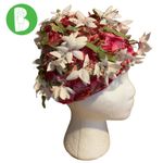 VINTAGE CIRCA 1960'S HANDCRAFTED PINK W/SILK FLOWERS CLOCHE HAT Photo 1