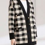 Sandro ππ Jisou Oversized Checked Knitted Cardigan ~ Beige Photo 8