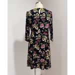 J.Jill Women's Black Floral Boat Neck 3/4 Sleeve Shift Dress Size XS Photo 3