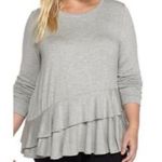 Kaari Blue Womens Tired Hem Long Sleeve Shirt Size Medium Gray Photo 0