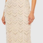 Mac Duggal  94071 Womens Beaded Fringe Quarter Sleeve Column Gown Dress Photo 0