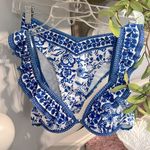 Ruffle Floral Blue White Bikini Top Bottoms Set Size undefined Photo 0
