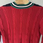 Vintage Tennis Preppy Cableknit Cardigan Sweater Red Blue Green White Size Large Photo 4