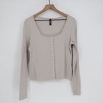 American Giant Women's Luxe Rib Square Neck Cardigan Size L Tan Size L Photo 1