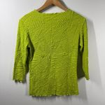 Haystacks Top Women XS Green Lettuce Hem 3/4 Sleeve Crinkle Y2K Bratz Spring Photo 1