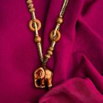 Brown Bohemian Elephant Pendant Necklace, Retro Wooden Elephant Pendant Necklace Photo 1