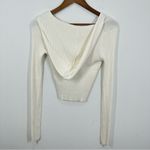 American Eagle Size Small Cream Cropped Ribbed Hooded Sweater NWT Casual Cozy Photo 7