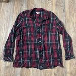 J.Jill Plaid Button Front Shirt – Women’s Large Red/Black Flowy Cottage Black Photo 0