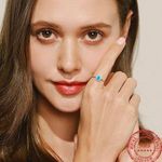 SIZE 9 925 Crown Natural Turquoise Cubic Zirconia Ring Silver Photo 4