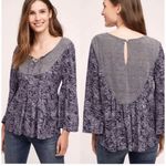 Akemi + Kin Anthropologie Paisley Peplum Crochet Bib Akemi Kin Small Navy Blue Photo 1