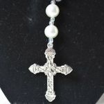 Source Unknown Boot Scootin Dark Gray/White Faux Pearl Silver Tone  Cross Purse/Boot Bracelet Photo 1