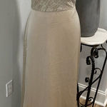 Vintage Jim Hjelm Champaign Long Satin and Lace Occasions Dress Gown Wedding Tan Size 6 Photo 0