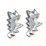 Sam Edelman NEW - Modern Zig-Zag Silver & Rhinestone Edgy Spike Statement Earrings Photo 1