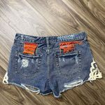 Free People Size 28 Shorts Cut Off Denim Golden Thread Destructted Lace Cotton Photo 2