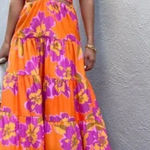 NWT Runway The Label Orchid Maxi Dress in Orange Floral Size XL Photo 0