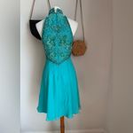 Vintage Alyce Designs Turquoise Beaded Evening Formal Gown, Size 14 Green Photo 3