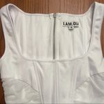 I am gia I.AM.GIA. Mandi Ruched Mesh Sttetch Corset Top‎ Back Zipper White Size Small Photo 4