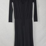 EXPRESS  Womens Dress Size 3/4 Black Stretch Long Sleeve Maxi Tie Front Hi-Low Photo 0