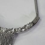 Silver Crystal with Fringe Bar Necklace and Earrings Set Photo 4