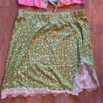 Floral lace open front tie crop top and slit skirt set XS NEW Multi Photo 2