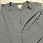 H&M Women’s  Size 8 Black V Neck Button Up Longsleeve Blouse Top Shirt Photo 3