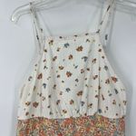 American Eagle  Linen Blend Micro Floral Sundress Sz Medium Cream Cottage Halter Photo 1