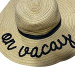 Stylish Tan Sun Hat with Black Embroidery On Vacay Straw Floppy Hat Photo 6