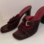YSL Brown Suede Vintage Square Toe Buckle Sandal Heel Pump Size 6 Photo 3