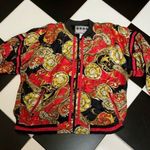 After All Vintage 80s 90s Woman Zip Up Windbreaker Jacket Baroque Paisley Chain Photo 1