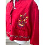 Chico's Vintage  Red Silk Rajasthani India Embroidered Mirror Elephant Jacket Photo 6