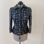 Carolina Herrera $2290 CH  Black Tweed Paneled Peplum Cotton/Silk Jacket Size 6 Photo 1