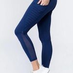 Yelete Blue High Waist Mesh Leggings with Moto Pockets Size Medium Photo 0