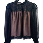 Oliver.O Black and Pink Ruffled Bib Collar Blouse Large black and cream new Photo 0