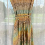 Romantic Midi Dress Sz 12 Tasseled Belt High Low Fairy Whimsy‎ Ruffle Hem Pastel Photo 0