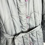 Vintage 80’s puffer jacket Gray & Purple Puffy Parka Coat with belt Size M Photo 6