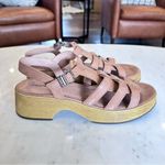 Lucky Brand  Jemimmy Platform Sandal Brown Leather Woodgrain Women's‎ Size 11 Photo 1