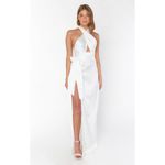 Show Me Your Mumu Adele Halter Maxi Dress in Ivory Luxe Satin L Photo 5