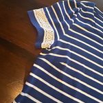 Talbots Cotton Lace Trim Shift Dress Sprint Stripe Casual Women's Size Medium Photo 3